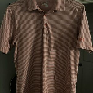 Under Armour Men's Golf Shirt - Orange and Gray Stripes